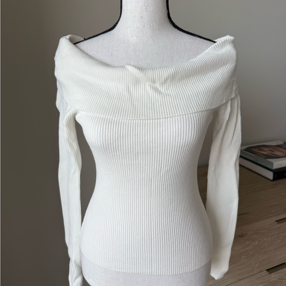 H&M Off-Shoulder Cream Sweater